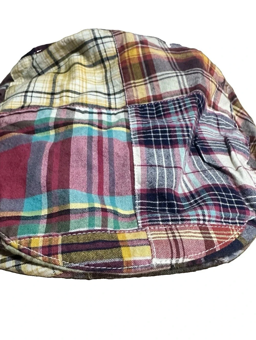 Y2K 2000’s J Crew Madras Patchwork Plaid News Boy Hat L/XL NWT